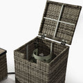 Beige Rattan Fire Pit Table With Tank Holder And Ceramic Tile Tabletop Beige Ceramic Tile Iron,Rattan Metal