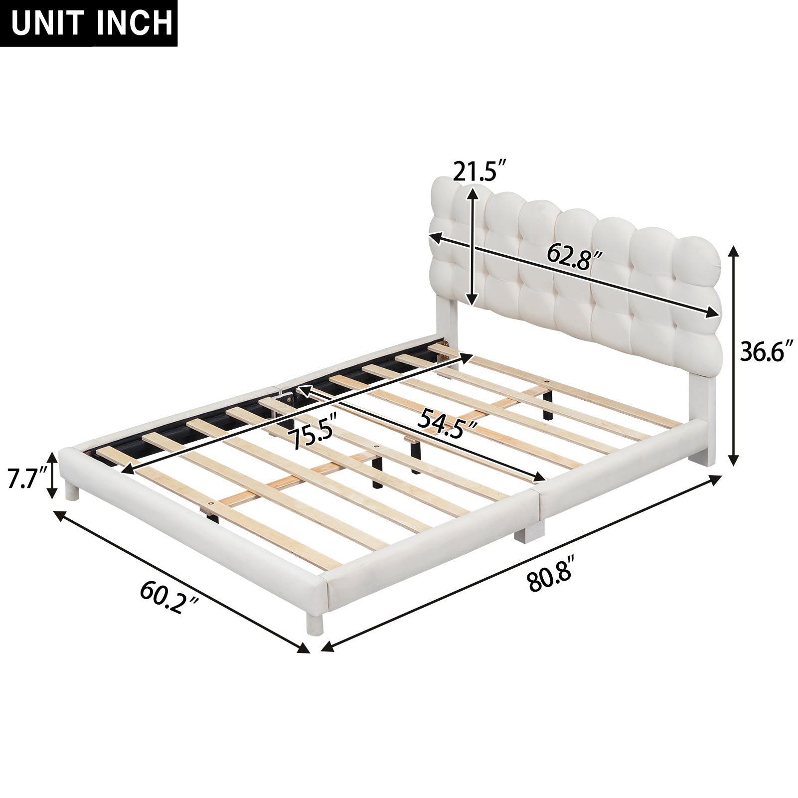 Full Size Upholstered Platform Bed With Soft Headboard,Beige Full Beige Upholstered
