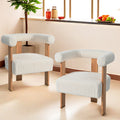 Mid Century Modern Barrel Accent Chair, Upholstered Kitchen & Dining Room Chairs With Arms, Teddy Velvet Boucle Accent Chairs Side Chairs For Kitchen Living Room Bedroom, White White Teddy