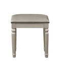 Seraph Vanity Set Featuring Stool And Mirror Silver Silver Wood