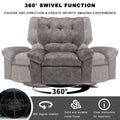 Overstuffed Rocker Recliner Chair With Massage And Heat, 360 Swivel Fabric Wide Seat Single Sofa Lounge Chairs With Side Pocket, Manual Home Theater Recliners For Living Room Grey Metal Soft Heavy Duty Textile