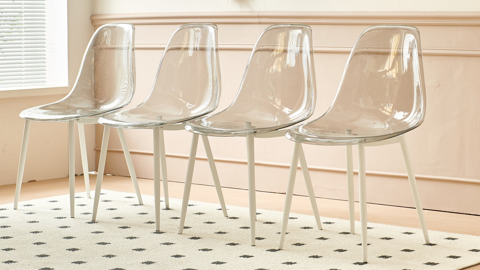 Dining Chair,Set Of 4,Metal Leg,Plastic Seat,Transparent Grey Grey Iron Plastic