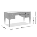 Dauphin Gold Accent 5 Drawer Wood Executive Desk, Grey Cashmere Wood Gray Solid Wood Mdf Wood