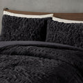 Ruched Fur Down Alternative Comforter Set Queen Black Polyester