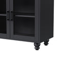 Farmhouse Tv Stand With Tempered Glass Doors For Tvs Up To 70