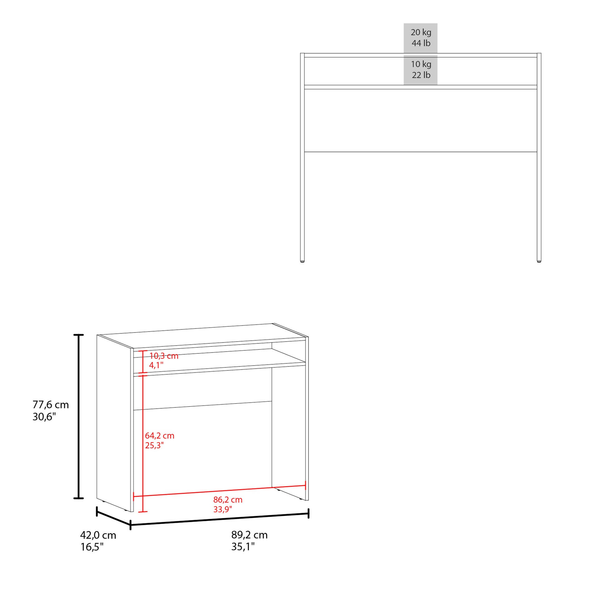 Stella 35" Wide Writing Desk With Shelf White Computer Desk Office Modern Freestanding Rectangular Open Storage Desk Rectangular Particle Board