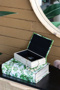 Set Of 2 Botanical Green And White Book Boxes, L:11X7X3