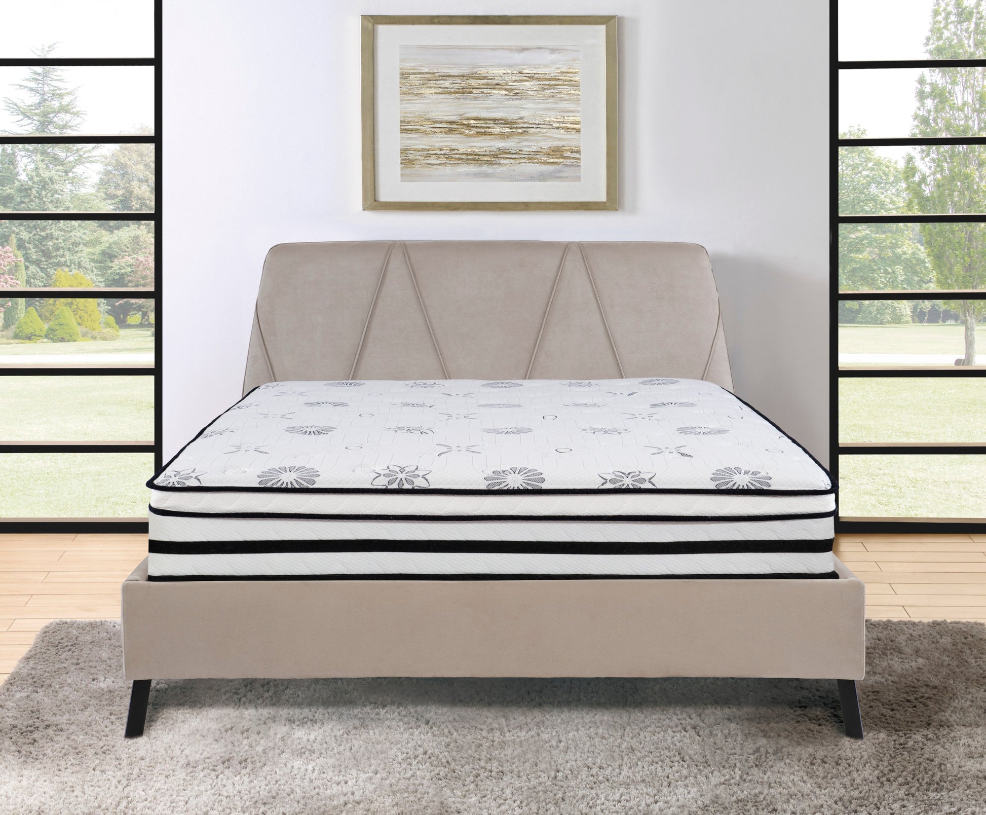 12 Inch California King Mattress Highlyquilted Cover Hybrid Mattress, White, Plush Foam Mattress In A Box, Luxury Comfort Mattress White Bedroom Foam Spring California King