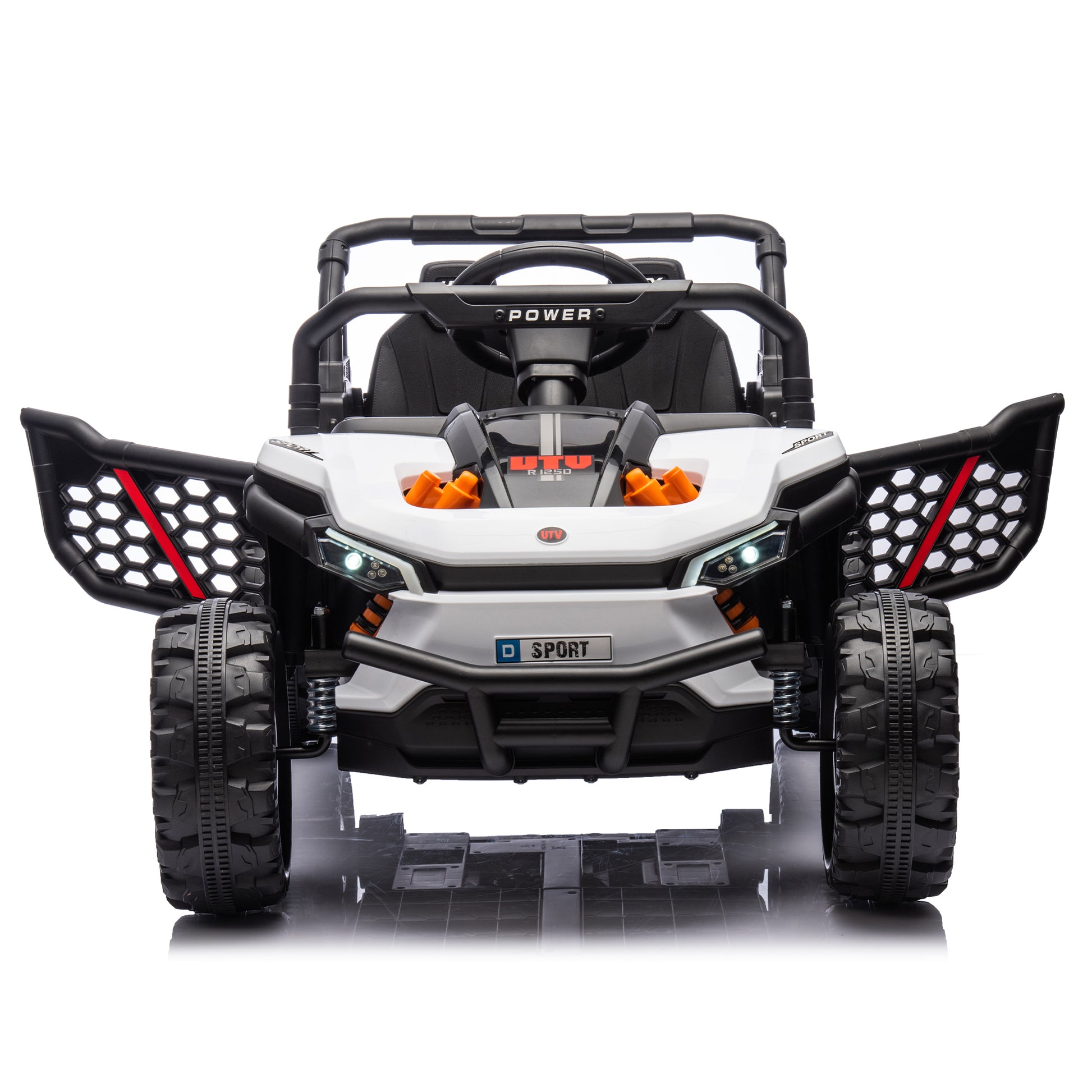 24V Kids Ride On Utv,Electric Toy For Kids W Parents Remote Control,Four Wheel Suspension,Low Start,Adjustable Speed,Multimedia Player,Early Education,Bluetooth,Rear Storage Space For Kids Aged 3 . White 50 99 Lbs Polypropylene