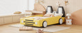 Twin Size Race Car Shaped Platform Bed With Wheels,Yellow Yellow Pu Leather