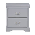 1Pc Classic Traditional 2 Drawers Nightstand Gray Finish Bedroom Furniture Wooden Bedside Table Cabinet Gray 2 Drawers Drawers Wood