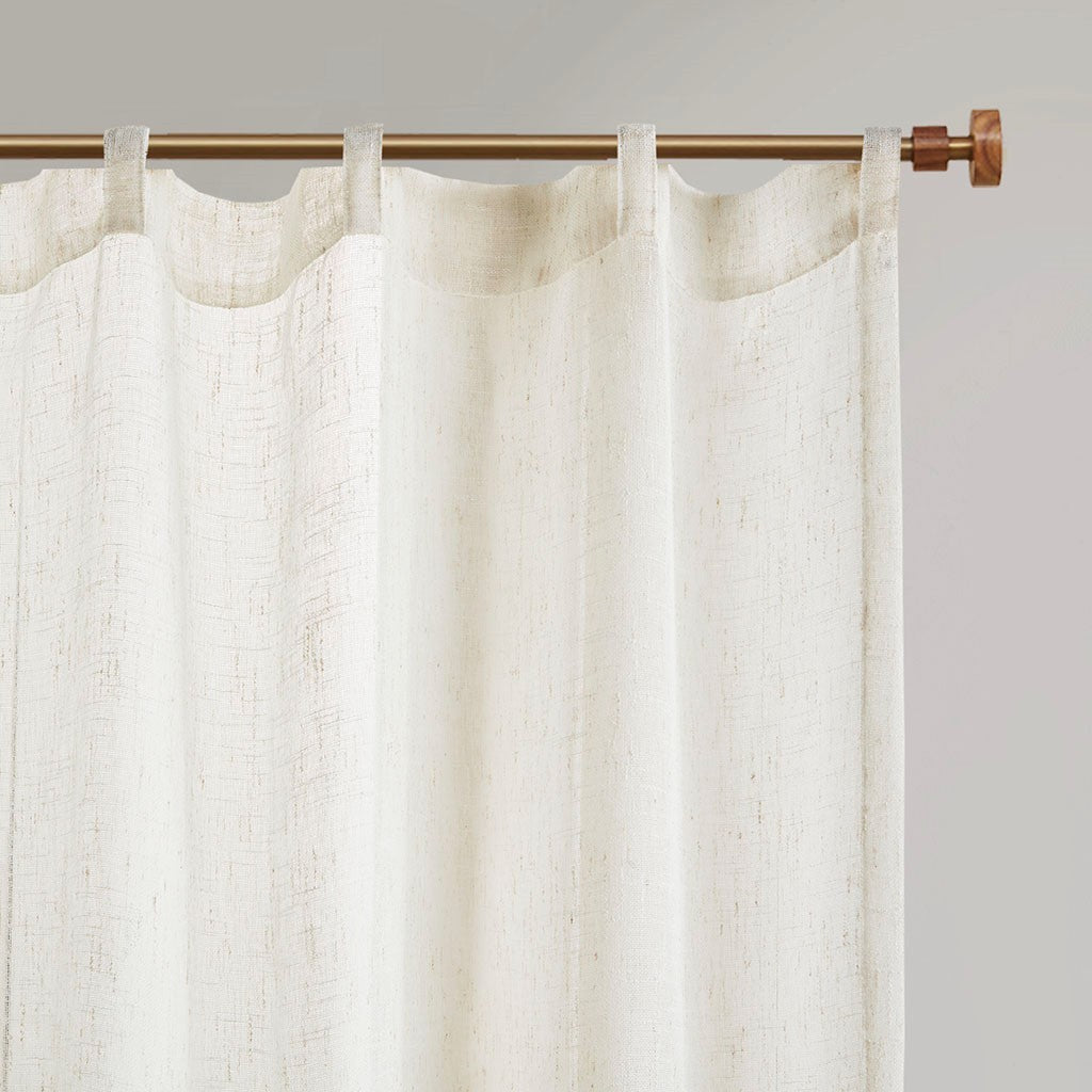 Yarn Dye Sheer Curtain Panel Pair 2 Pcs Window Panels Ivory Polyester