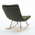 Lazy Rocking Chair,Comfortable Lounge Chair With Wide Backrest And Seat Wood Base, Upholstered Armless Rocker Chair For Living Room, Balcony,Bedroom And Patio Porch. Dark Green Cushion Iron Dark Green Primary Living Space Sponge Square Casual Rocking