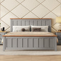 Queen Size Wood Platform Bed Wooden Slat Support, Vintage Simple Bed Frame With Rectangular Headboard And Footboard, Grey Box Spring Not Required Queen Grey Wood