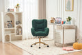 005 Teddy Fabric 360 Swivel Home Office Chair With Gold Metal Base And Universal Wheels,Green Solid Green Office Sponge Wipe Clean Modern Office Chairs Tufted Back Foam Swivel Teddy