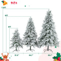 Pre Lit Spruce Snow Flocked Christmas Tree Set 4Ft, 6Ft, 7.5Ft, Artificial Hinged Xmas Tree With 800 Warm Yellow & Colorful Led Lights, 8 Flashing Modes, Holiday Office Home D Cor White Green Polyethylene