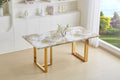 Luxurious Faux Marble Mdf Dinning Table For 6 Or 8, Rectangular 70.9