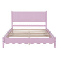 Full Size Wood Platform Bed Frame, Retro Style Bed With Rectangular Headboard,No Need Box Spring,Pink Full Pink Wood