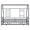 Twin Size Metal House Bed With Trundle, Black Twin Black Metal