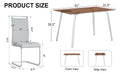 1 Table And 4 Chairs, Brown Tempered Glass Tabletop And Silver Metal Legs, Modern Minimalist Style Rectangular Glass Dining Table, Paired With 4 Modern Silver Metal Leg Chairs. 1123C 1162 Brown Seats 4 Glass