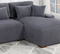 Modern 2Pc Sectional Set Xl Plush Corduroy Fabric Dark Gray Laf Sofa Raf Chaise Living Room Couch Dark Gray Wood Primary Living Space Soft Cushion Back Contemporary,Modern L Shaped Rubberwood Corduroy 4 Seat