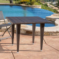 Dominica 35Inch Sq Table Pvc Brown Multi Iron