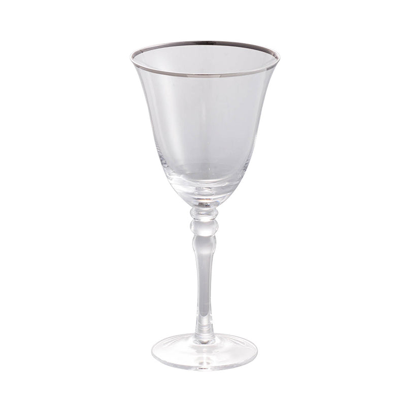 D3.7X7.7" Felicity Wine Glass With Silver Rim, Set Of 4 Clear Glass