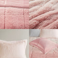 Ombre Shaggy Long Fur Comforter Mini Set Twin Blush Polyester