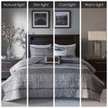 6 Piece Reversible Jacquard Quilt Set With Throw Pillows Grey Taupe King Cal King Grey Taupe Cotton