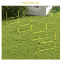 Pawhut 4 Piece Dog Agility Training Equipment For Dog Agility Course With Adjustable Height Jump Bars, Included Carry Bag, & Displacing Top Bar, Yellow Yellow Plastic