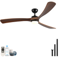 72 Inch Solid Wood Ceiling Fan With Lights And Remote Control Indoor Outdoor Ceiling Fan 3 Wooden Blades Modern Ceiling Fan For Porch Living Room Bedroom Antique Brown Solid Wood