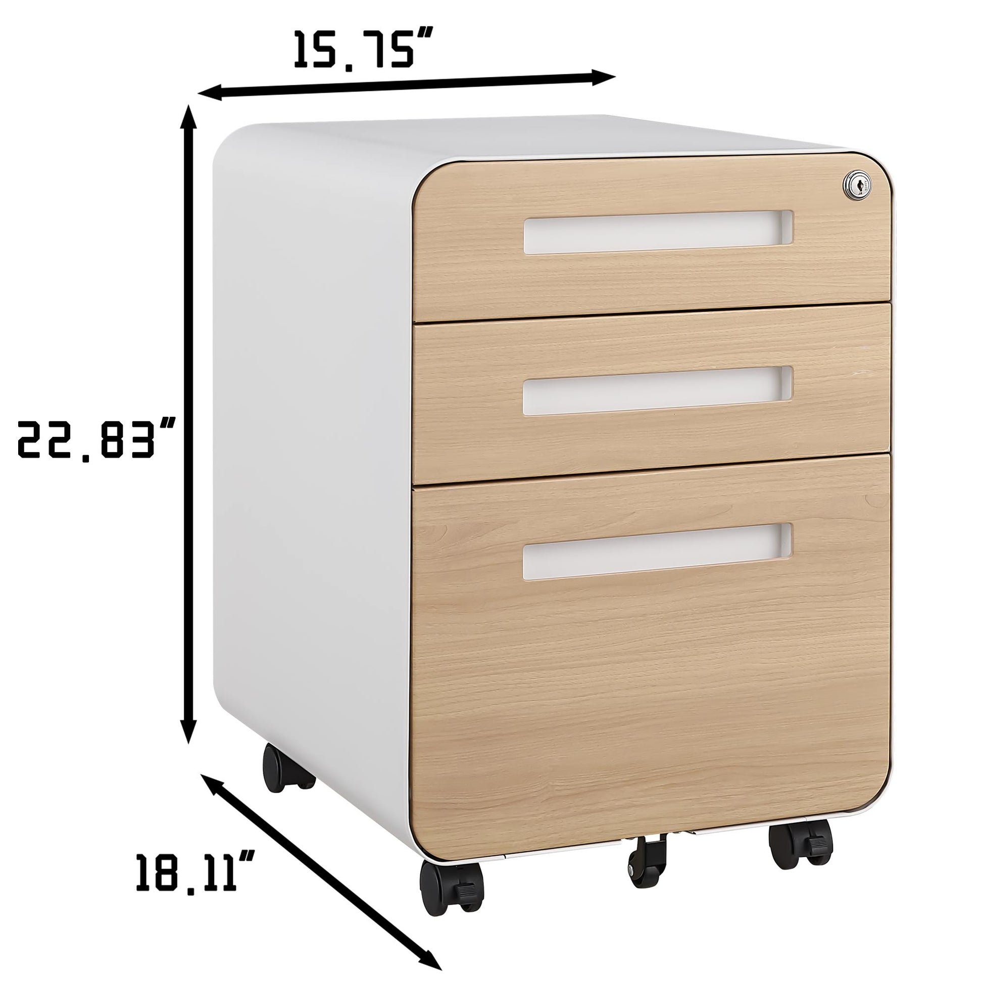 3 Drawer Mobile File Cabinet Under Desk Office,Simple Style Versatile Storage Cabinet For Legal Letter A4 Files, 5 Wheel Design Anti Tilting Cold Rolled Steel Waterproof Moisture Proof Black Filing