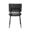Modern Grey Simple Velvet Dining Chair Fabric Upholstered Chair Family Bedroom Stool Back Dressing, White Round Table Set, Chair Black Metal Legs Set Of 3 White Mdf