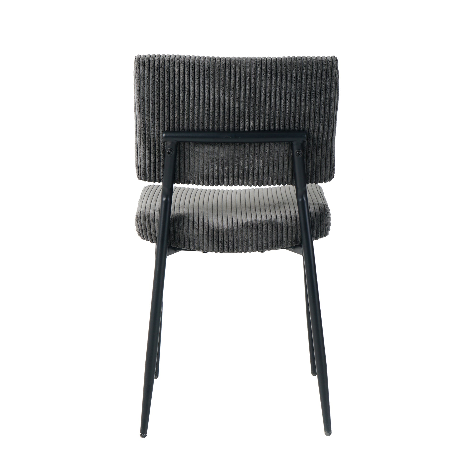 Modern Grey Simple Velvet Dining Chair Fabric Upholstered Chair Family Bedroom Stool Back Dressing, White Round Table Set, Chair Black Metal Legs Set Of 3 White Mdf