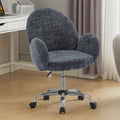 Ytt Rotating Office Chair With High Backrest Armrest, Wide Seat Round Armrest Office Chair With Wheels, Suitable For Living Room, Bedroom, Lounge, Home Office Blue Linen