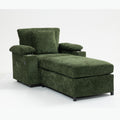 Modern Oversized Chair With Ottoman,Chenille Fabric Sofa Bed,Accent Chair Comfy Sofa With Cupholders And Usb Charging Ports Chair For Living Room,Bedroom,Apartment Green Chenille