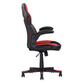 Adjustable Ergonomic Gaming Chair, Faux Leather Upholstered Office Chair W 360 Degree Swivel And Tilt Control, Black Red Caster Plastic Red Black Office Foam Rectangular Contemporary,Modern Push Button Office Chairs Solid Back Plywood Adjustable Height