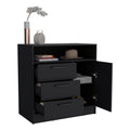 Omaha Dresser Multi Storage Compact Unit With Spacious 3 Drawers And Cabinet Black Black Particle Board