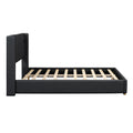 Full Size Upholstered Platform Bed With Metal Strips, Black Full Black Pu