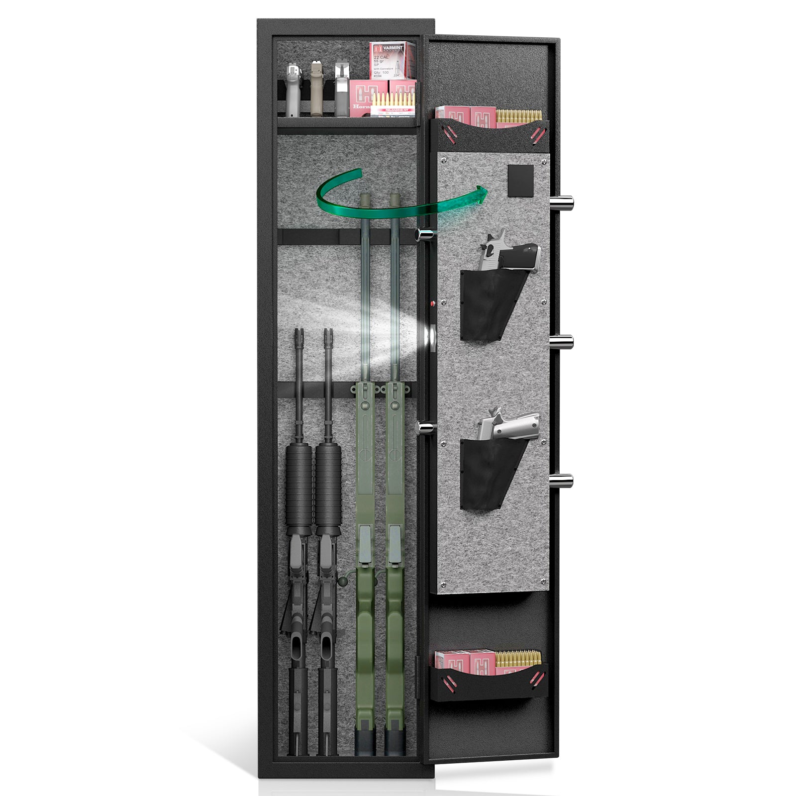 3 4 Safe For Rifles And Pistols,Quick Access Fingerprint Safe,High Security Metal Rifle Safe Locker With Removable Shelf And 2 Adjustable Slots Black Steel