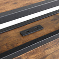 Industrial King Bed Frame With Led Lights And 2 Usb Ports, Bed Frame King Size With Storage, Noise Free, No Box Spring Needed, Rustic Brown Box Spring Not Required King Antique Brown Metal Brown Bedroom Industrial Metal & Wood