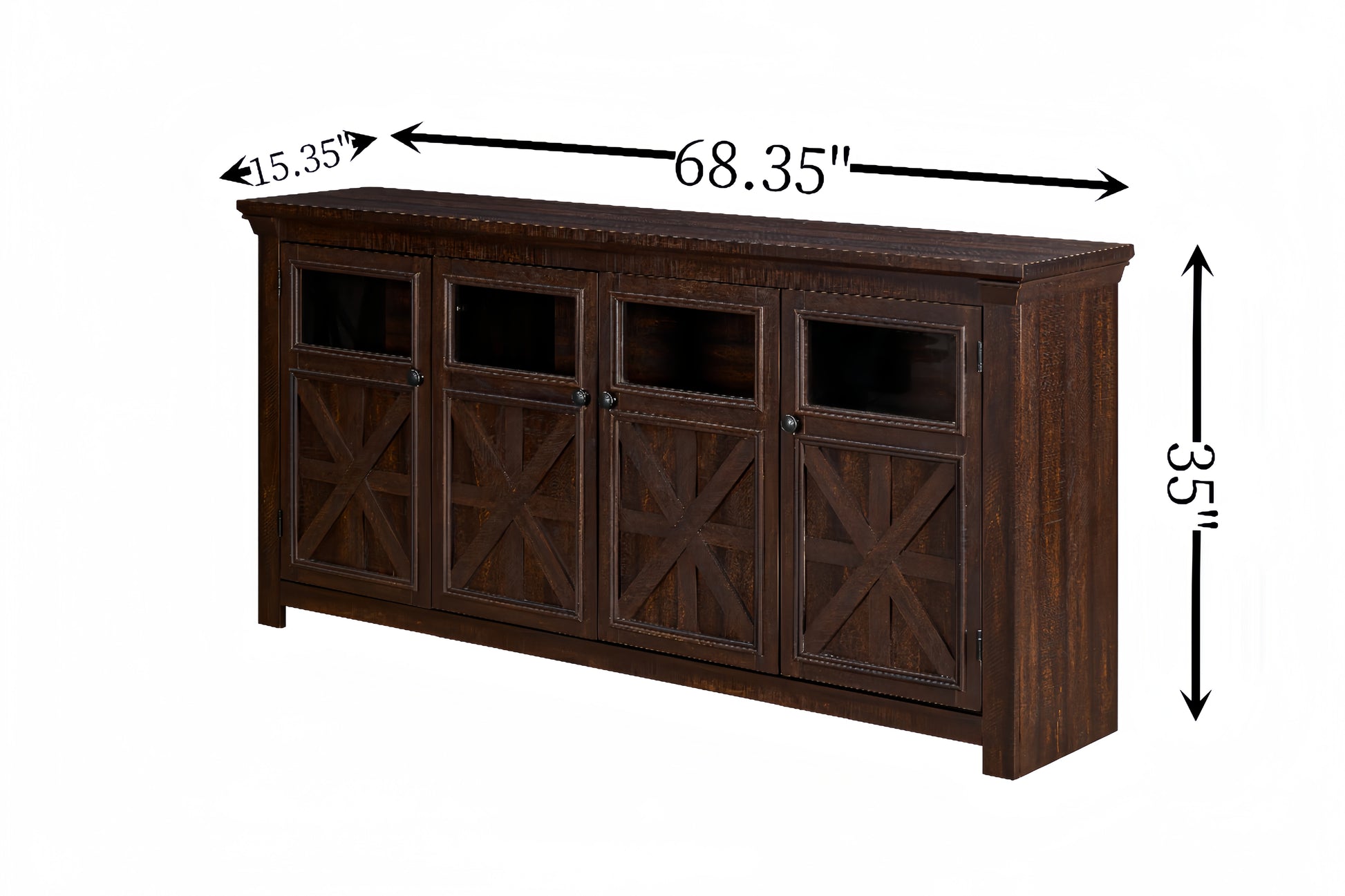 Farmhouse Sideboard Buffet Cabinet With Storage With 4 Doors, Kitchen Storage Cabinet, Coffee Bar Cabinet With Adjustable Shelf For Kitchen, Living Room, L68.35''*W15.35"*H34.65", Espresso Espresso