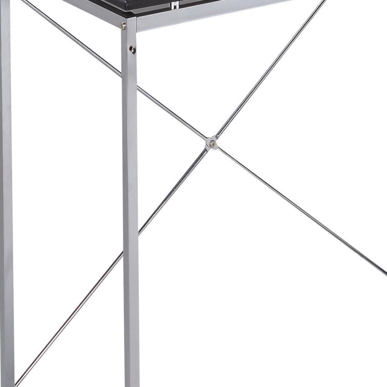 Elvis Black & Chrome Finish Writing Desk W Shelves Black,Chrome Metal,Synthetic Wood