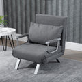 Homcom Single Person Folding 5 Position Convertible Sofa Bed Sleeper Chair Chaise Lounge Couch W Pillow & Steel Frame For Home Office, Light Grey Light Grey Fabric 1 Seat
