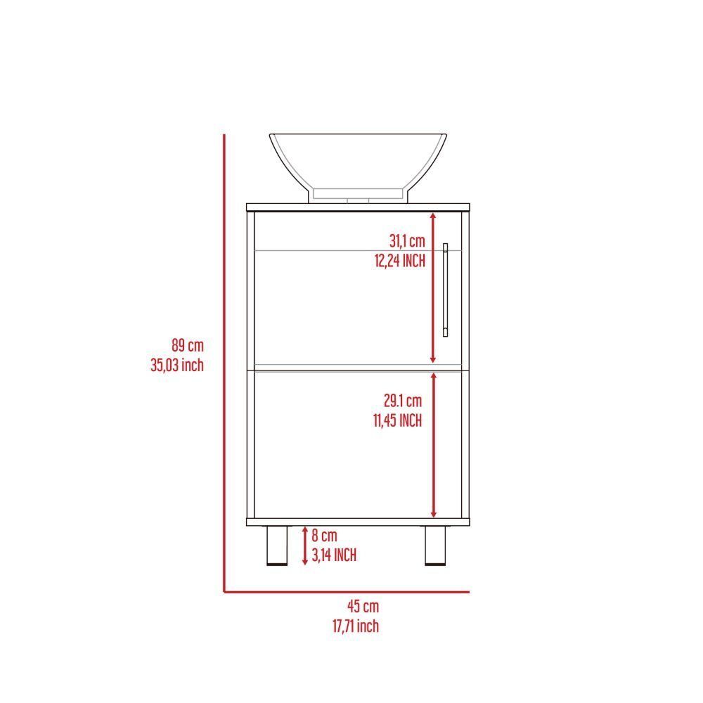 Single Bathroom Vanity, One Open Shelf, Single Door Cabinet, White White Solid Wood Mdf Engineered Wood