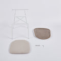 Beige Sennit Chair,Set Of 4,Dining Chair,Coffee Chair White Metal