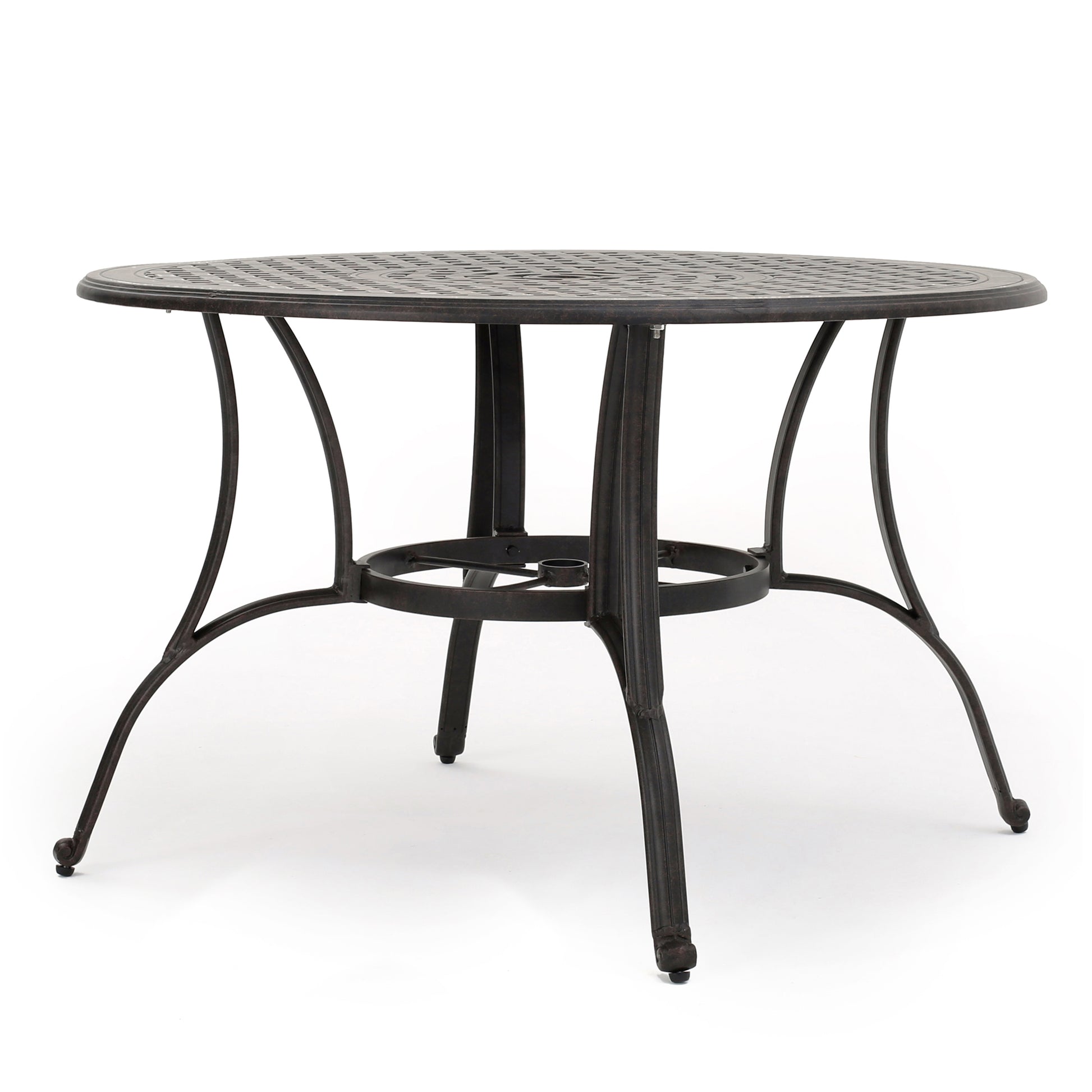 Outdoor Cast Aluminum Circular Dining Table, Bronze Bronze Aluminium