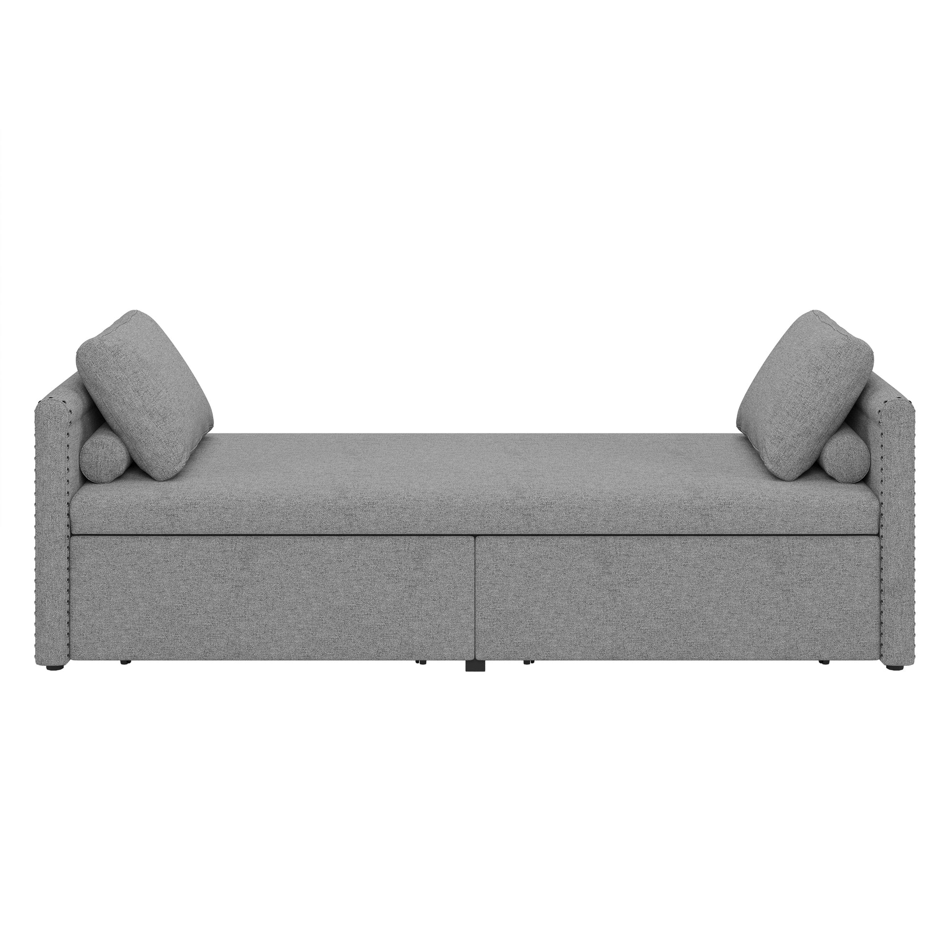 Modern Upholstered Chaise Lounger Daybed Small Single Daybed With 2 Drawers, No Mattress Needed, Perfect For Living Rooms & Home Office, Linen Fabric, Gray Gray Linen