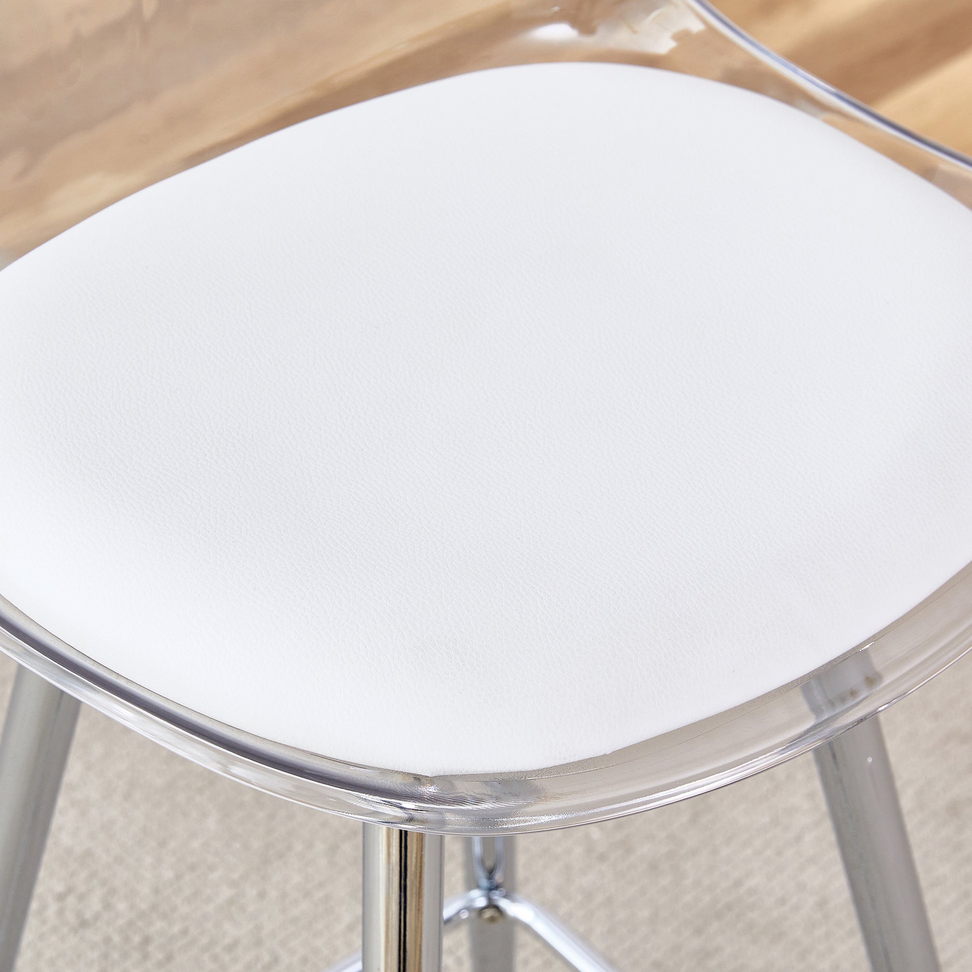 Modern And Comfortable Upholstered Bar Chairs, Metal Legs, Small Size Bar Chairs, Suitable For Part Of The Crowd, Stylish Design For Dining Room, Kitchen, Terrace And Living Room Chairs. White