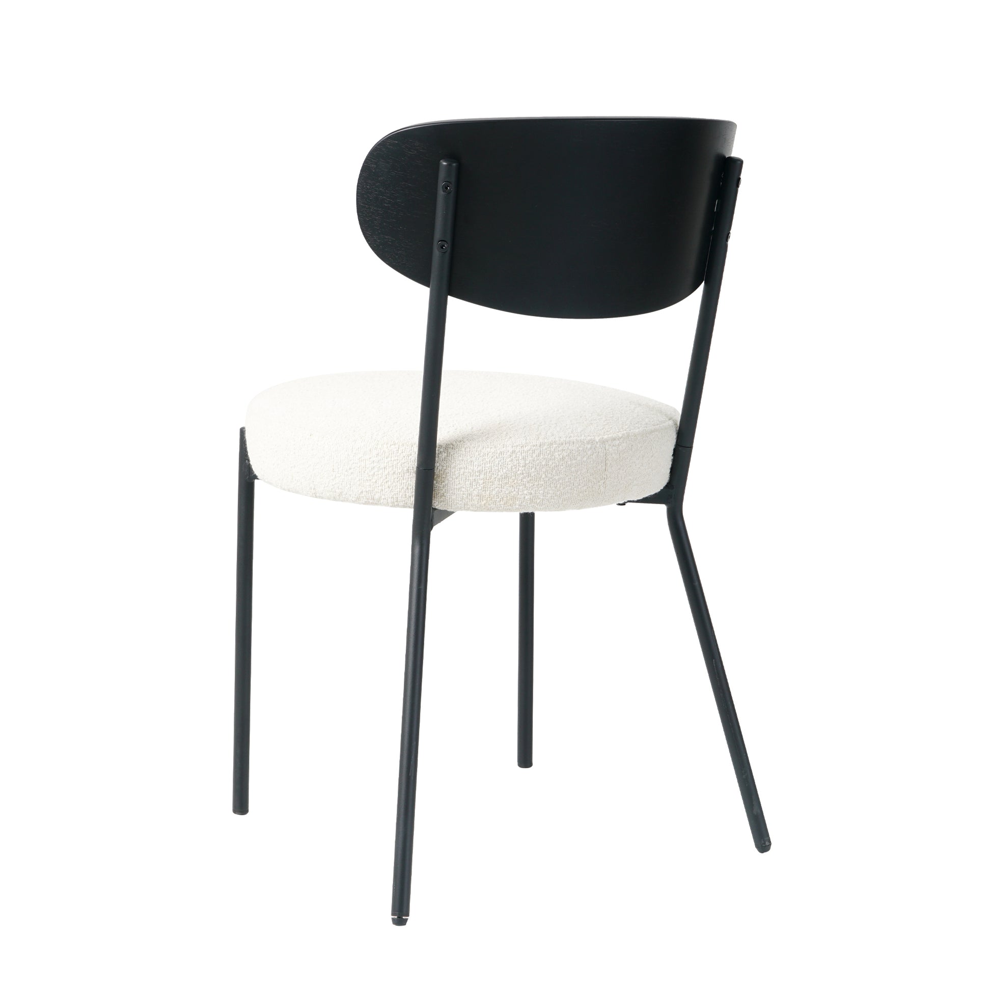 Modern Grey Simple Teddy Velvet Dining Chair Upholstered Chair Family Bedroom Stool Back Dressing, Black Round Table Set,Bentwood Covered With Ash Veneer Chair Back,Chair Black Metal Legs Set Of 3 Black Mdf